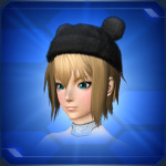 耳付きポンポン帽 黒 Black Pom-Pom Ears Beanie
